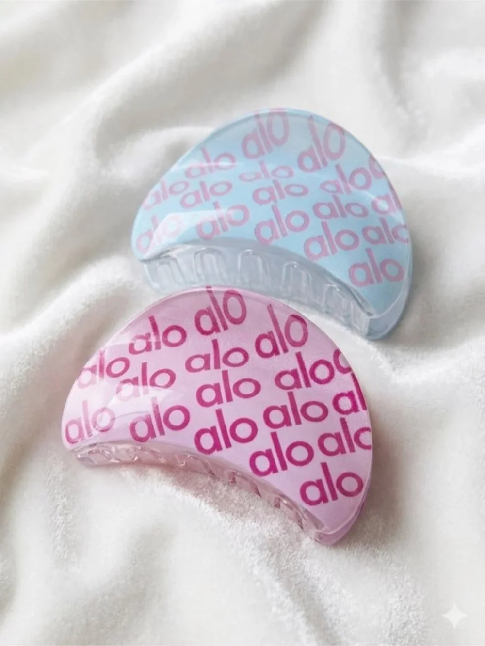 ALO  Pink and Light Blue Logo Hair Claw Set